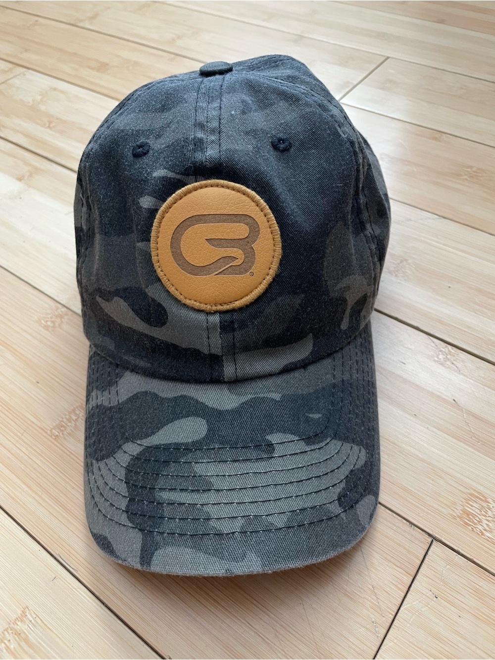 Gray Camo Baseball Cap with Tan Cyclebar Patch OS
